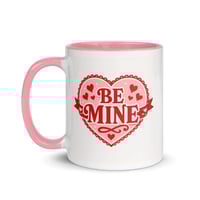 Image 3 of Be Mine Valentine Mug, Pink Handle, Romantic Coffee Cup