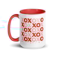 Image 3 of XOXO Valentine Coffee Mug, Red Interior, Love Gift
