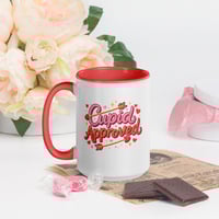 Image 3 of Cupid Approved Valentine Coffee Mug, Red Interior