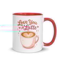 Image 4 of Love You A Latte Mug, Red Interior, Valentine's Day Gift