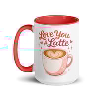 Image 5 of Love You A Latte Mug, Red Interior, Valentine's Day Gift