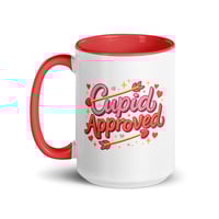Image 6 of Cupid Approved Valentine Coffee Mug, Red Interior