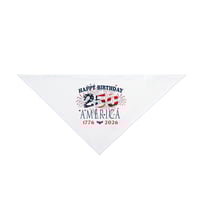 Image 1 of Pet Bandana - "Happy Birthday 250 America 1776–2026" Patriotic 4th of July Dog Bandana
