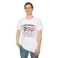 Image 3 of Happy Birthday America 250 T-Shirt — 1776–2026 Patriotic Fourth of July Tee