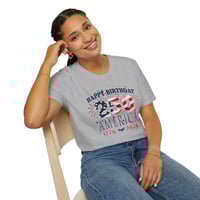 Image 2 of Happy Birthday America 250 T-Shirt — 1776–2026 Patriotic Fourth of July Tee