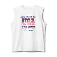 Image 1 of USA 250th Anniversary Muscle Tank — "250 Years of USA Freedom" Patriotic Sleeveless Shirt