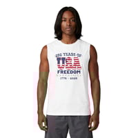 Image 2 of USA 250th Anniversary Muscle Tank — "250 Years of USA Freedom" Patriotic Sleeveless Shirt