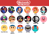 Nintendo Pin Buttons (Choose a Design)