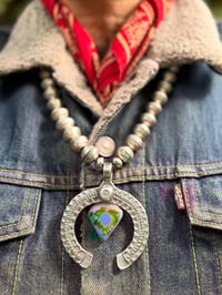 Image 1 of WL&A Handmade Old Style Mercury Dime Webbed Royston Naja Necklace - Length 28" - 327 Grams