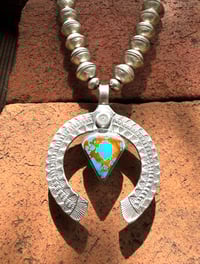 Image 3 of WL&A Handmade Old Style Mercury Dime Webbed Royston Naja Necklace - Length 28" - 327 Grams