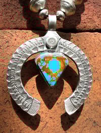 Image 4 of WL&A Handmade Old Style Mercury Dime Webbed Royston Naja Necklace - Length 28" - 327 Grams