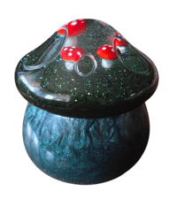 Image 1 of Mushroom Jar - Dark green moss with mushroomss 