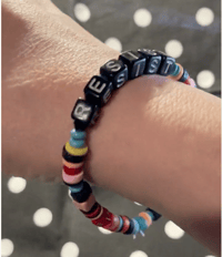 Image 3 of RESIST Alphabet Bracelet in Stone, Clay, Lava and Glass Beads 