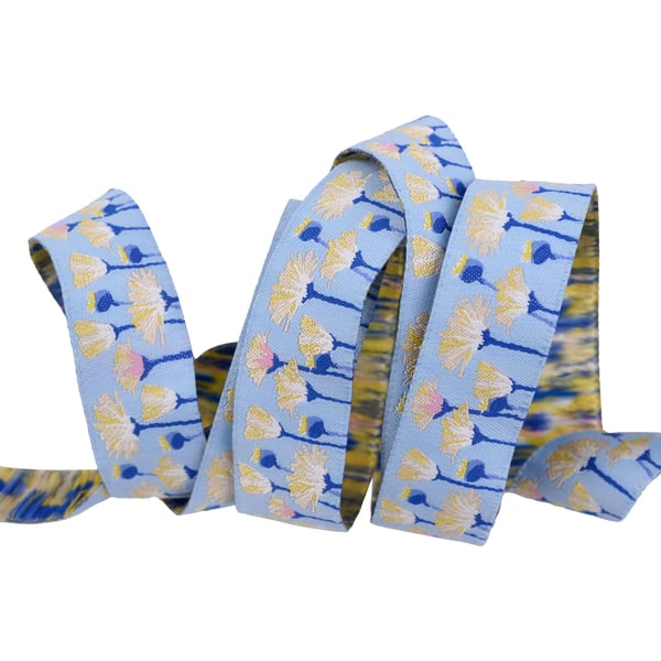 Image of Blooms in Twilight 7/8" Wide Ribbon  1 Yard Cuts