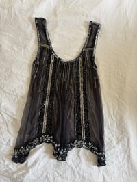 Image 1 of 00s Lipsy Black Beaded Asymmetrical Hem Cami 