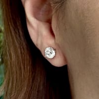 Image 1 of Round Brilliant Cut Moissanite Stud Earrings — Size 0.25 to 1.6 ctw Sterling Silver