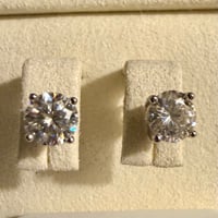 Image 2 of Round Brilliant Cut Moissanite Stud Earrings — Size 0.25 to 1.6 ctw Sterling Silver
