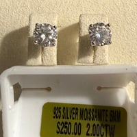 Image 3 of Round Brilliant Cut Moissanite Stud Earrings — Size 0.25 to 1.6 ctw Sterling Silver
