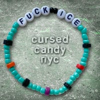 Image 1 of Fuck Ice Beaded Alphabet Bracelet with Lava and Colored Stone -2