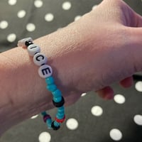 Image 3 of Fuck Ice Beaded Alphabet Bracelet with Lava and Colored Stone -2