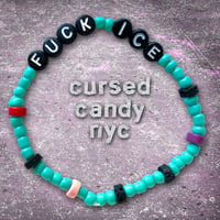 Image 1 of Fuck Ice Beaded Alphabet Bracelet with Lava and Colored Stone - 1