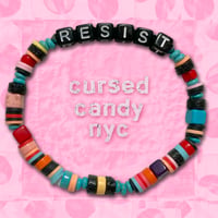 Image 1 of RESIST Alphabet Bracelet in Stone, Clay, Lava and Glass Beads 