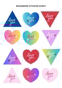 Image 3 of Love You - Hearts and Triangles Sticker Sheet 