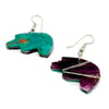 Santo Domingo Bear Earrings (Double-Sided Purple Shell)