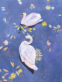Image 1 of Fine art print | Swans & Leaves