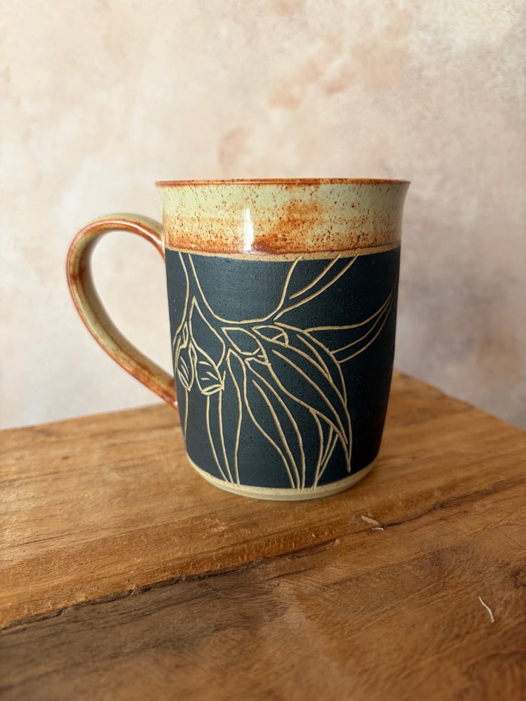 Image of Carved Botanical Mug 1 - Eucalyptus