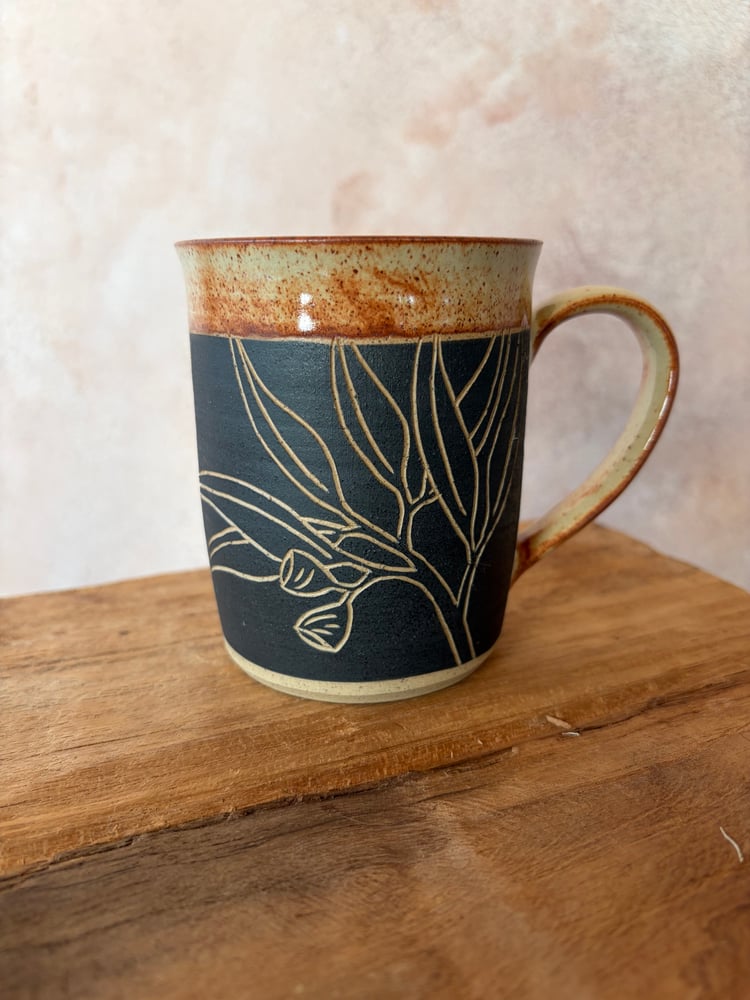 Image of Carved Botanical Mug 1 - Eucalyptus