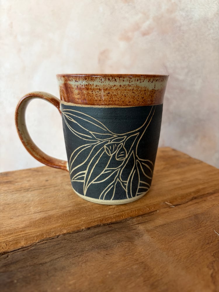 Image of Carved Botanical Mug 4 - Eucalyptus