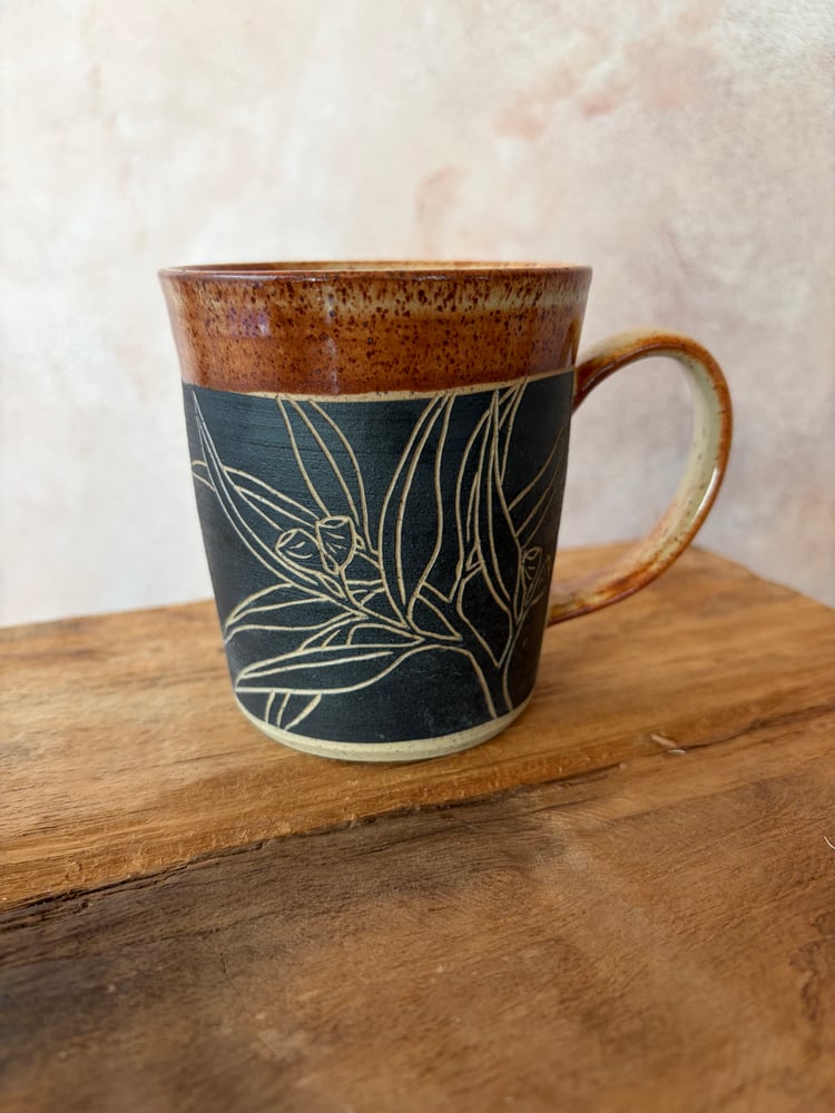 Image of Carved Botanical Mug 4 - Eucalyptus
