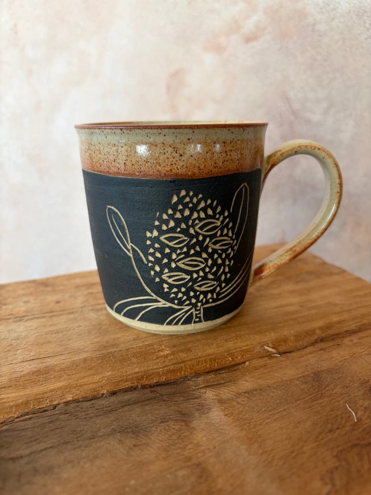 Image of Carved Botanical Mug 6 - Banksia