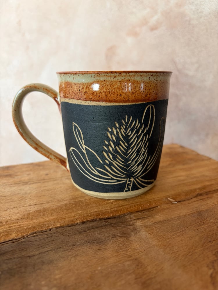 Image of Carved Botanical Mug 6 - Banksia