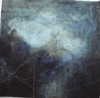 Textured blue and pink landscape original painting