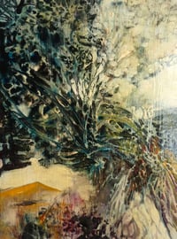 Image 1 of Garden original oil painting on wooden panel