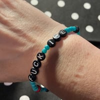 Image 4 of Fuck Ice Beaded Alphabet Bracelet with Lava and Colored Stone - 1