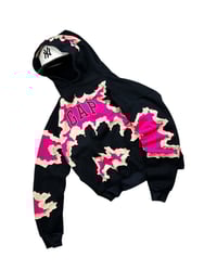 Image 2 of Re-worked Cracky GAP Pink Voltage Hoodie Size L boxy