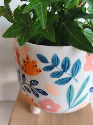 Image of    Pot trépied fleur rose