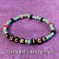 Image 2 of Fuck Ice Beaded Alphabet Bracelet with Lava and Colored Stone - 1