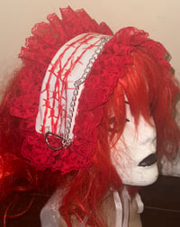 Image 1 of barbed wire headdress (white x red)