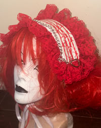 Image 2 of barbed wire headdress (white x red)