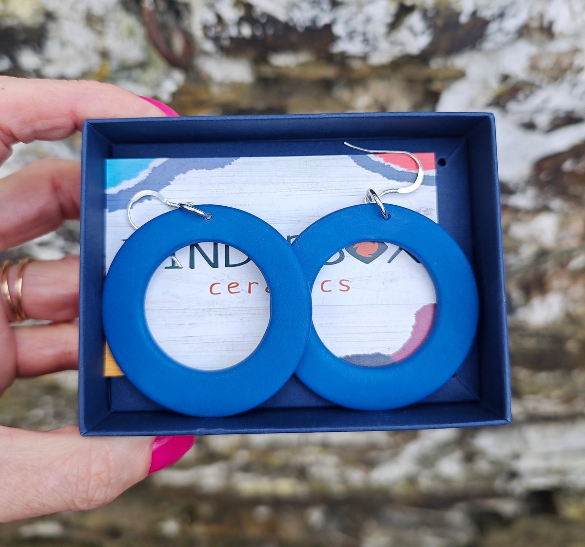 Image of Blue Circle Earrings