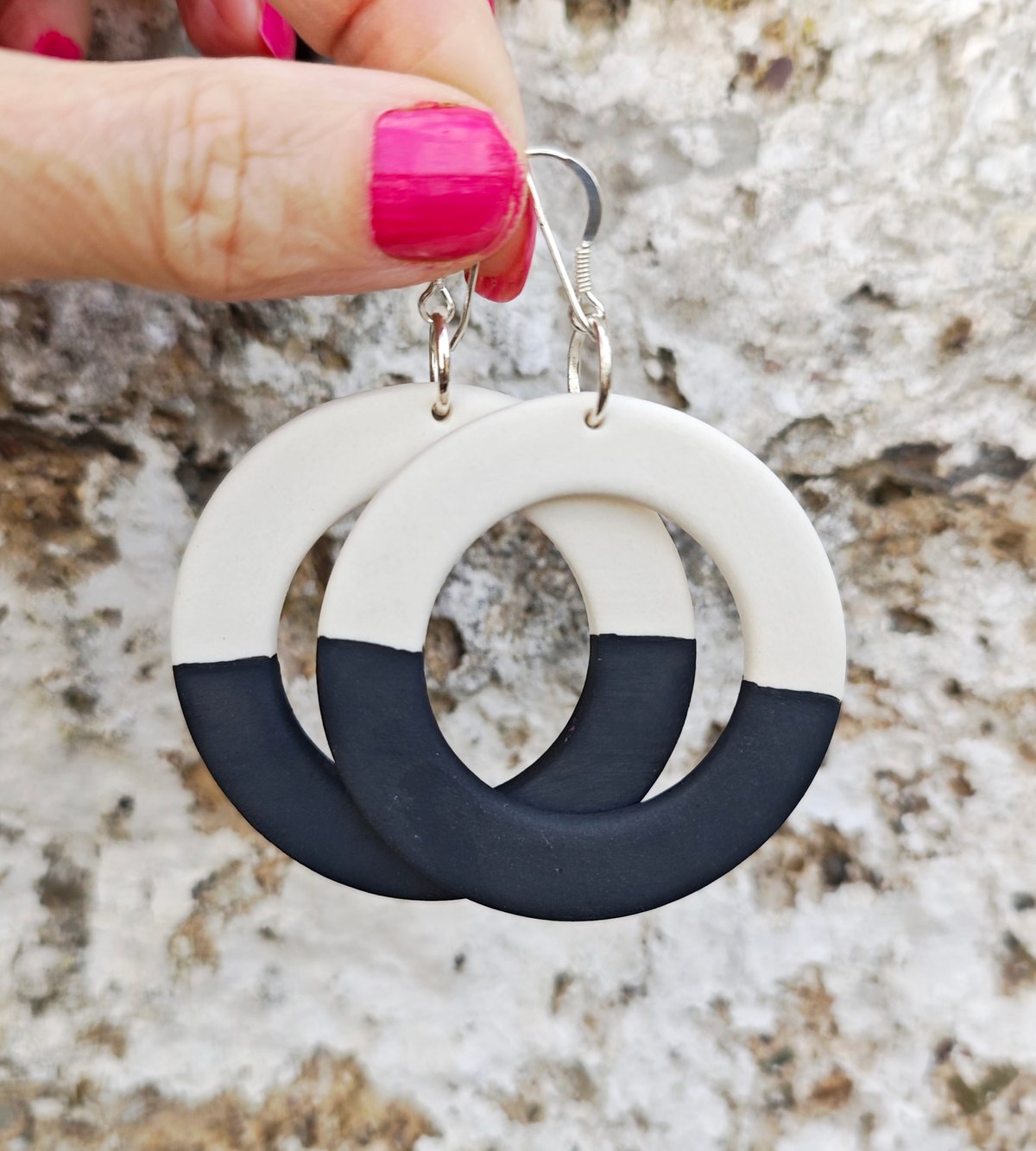 Image of Black and White Circle Earrings