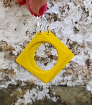 Image of Yellow Diamond Square Earrings