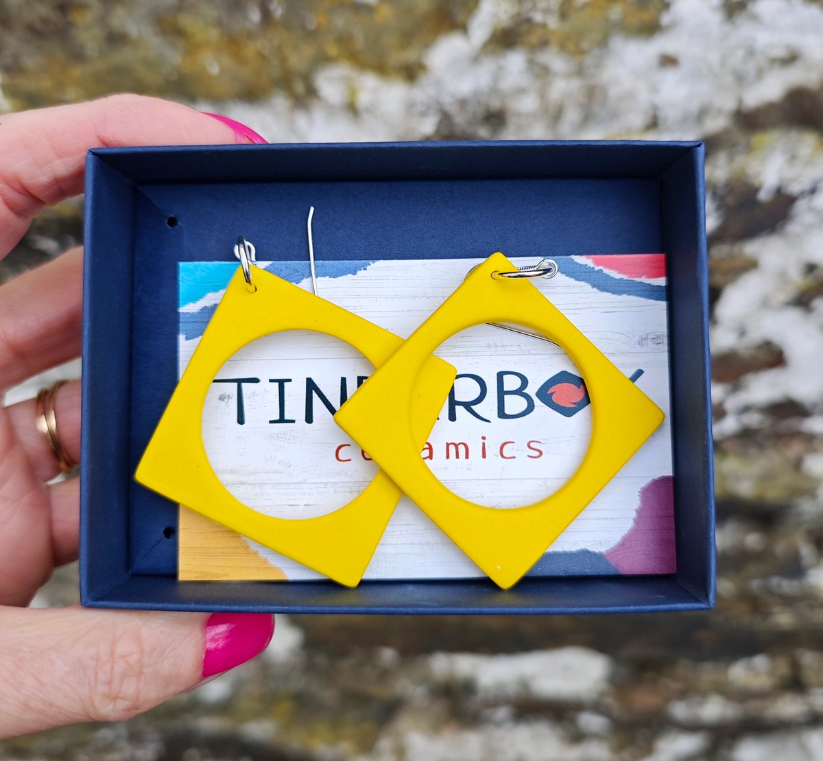 Image of Yellow Diamond Square Earrings