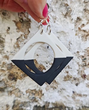 Image of Black and White Diamond Square Earrings