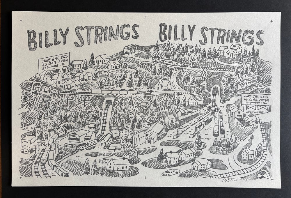Image of Billy Strings Original Sketch - Rosemont 2025