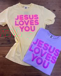 PUFF PRINT Jesus Loves You Comfort Color Tees